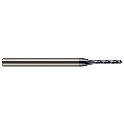 Picture of Harvey Tool 12840-C3 Dia 0.04 LOC 0.20 OAL2.50 End Mill Standard Flute Standard Helix Carbide AlTiN Single End Ball NoseBall